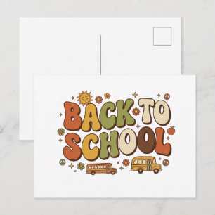 Retro Groovy Back to School Design Postcard