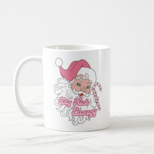 Retro Groovy Big Nick Santa Energy Pink Santa Xmas Coffee Mug