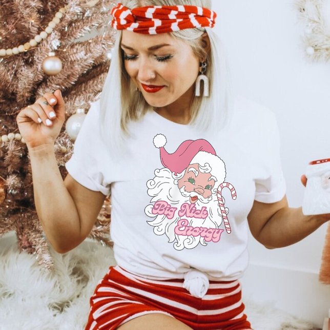 Retro Groovy Big Nick Santa Energy Pink Santa Xmas T-Shirt (Creator Uploaded)