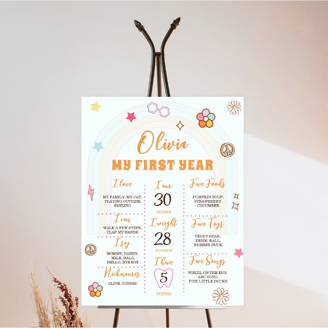 Retro Groovy Birthday Milestone Sign (Creator Uploaded)