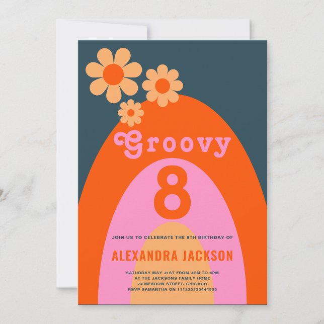 Retro Groovy Birthday Party Invitation (Front)