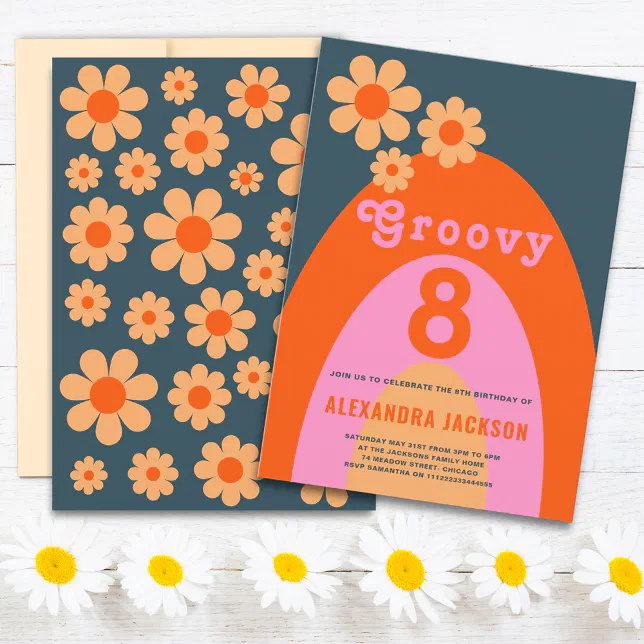 Retro Groovy Birthday Party Invitation | Zazzle