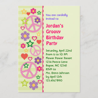 Retro Groovy Birthday Party Invitation