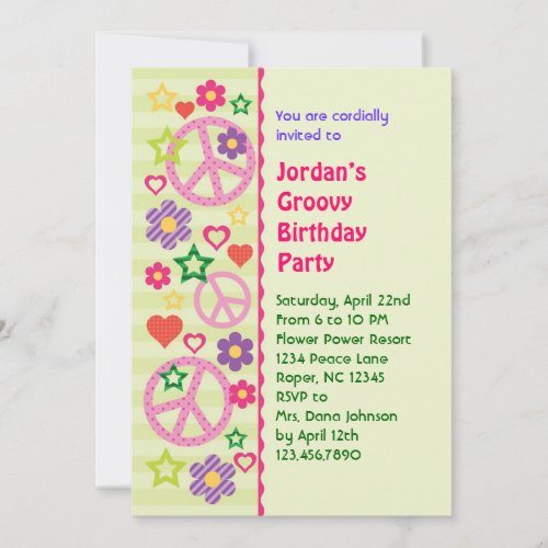 Retro Groovy Birthday Party Invitation