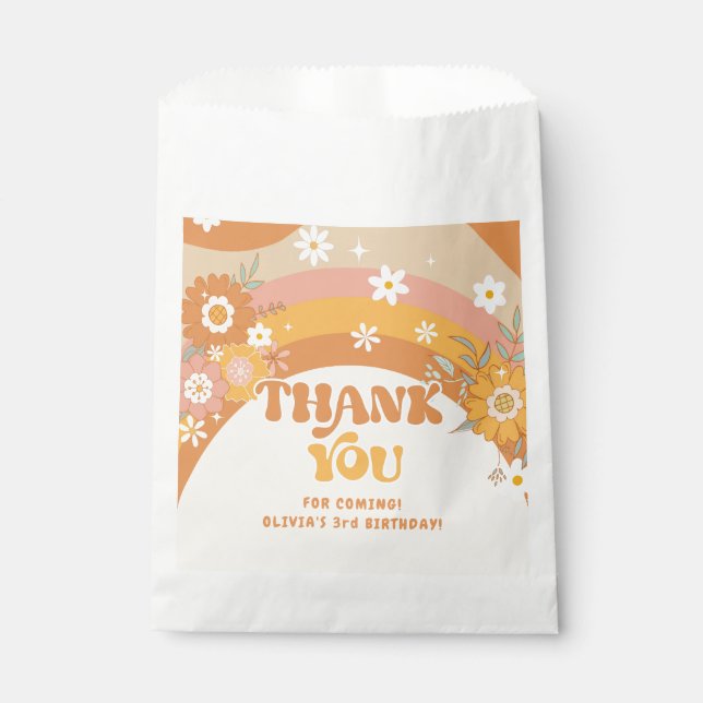 Retro groovy birthday thank  you favor bag (Front)