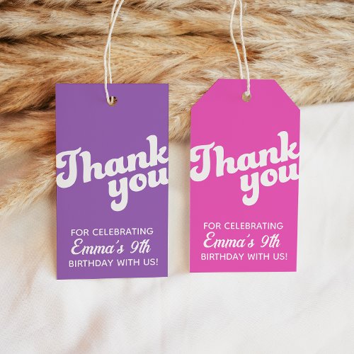 Retro Groovy Birthday Thank You  Favor Gift Tags