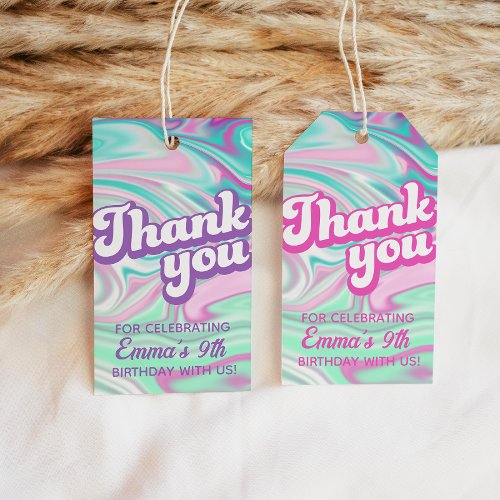 Retro Groovy Birthday Thank You  Favor Gift Tags