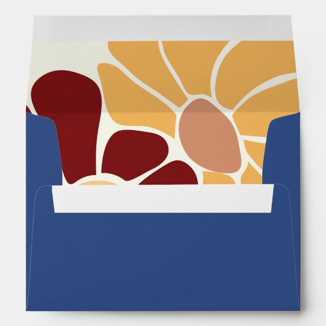 Retro Groovy Boho Chic Floral Wedding Envelope (Back (Bottom))