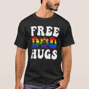 Retro Groovy Boho Free Dad Hugs Flower LGBT Dad Pr T-Shirt