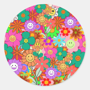 Blue Flower Power Vinyl Sticker, Smiley Flower Sticker, Smiley Face St –  Retrophiliac