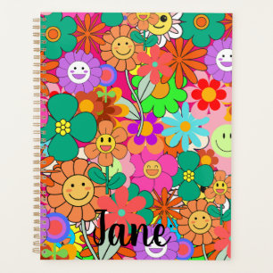Retro Groovy Boho Hippie Flowers  Planner