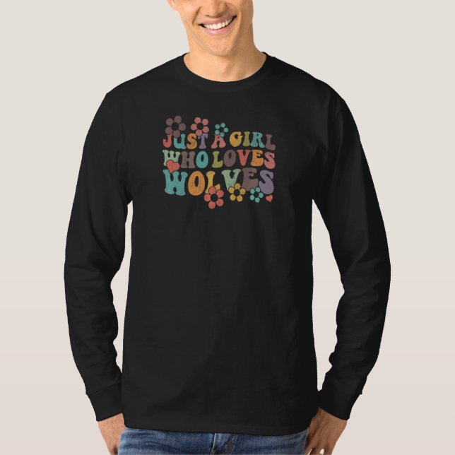 Retro Groovy Boho Hippie Just A Girl Who Loves Wol T-Shirt (Front)