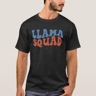 Retro Groovy Boho Llama Squad Hippie 70s Wavy For  T-Shirt