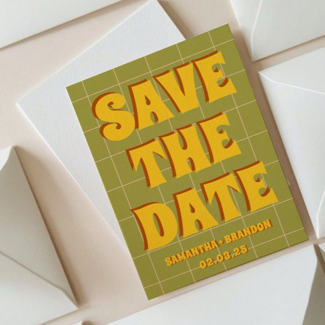 Retro Groovy Bold & Bright Boho Wedding Qr Code  Save The Date (Creator Uploaded)