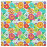 Retro Groovy Bold Hippie Flowers Pattern Fabric