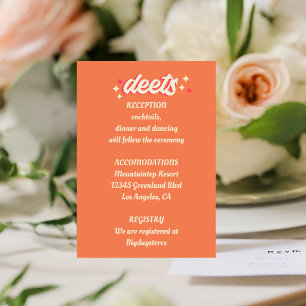 Retro Groovy Bold Typography Colorful 70's Wedding Enclosure Card