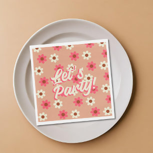 Retro Groovy Bold Typography Colorful 70's Wedding Napkins