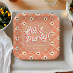 Retro Groovy Bold Typography Colorful 70's Wedding Paper Plates<br><div class="desc">Introducing our Retro Groovy Wedding design, perfect for couples seeking a fun and funky wedding celebration. This bold and bright theme features a colorful retro palette of pink and orange, reminiscent of the trendy 70's style. Our Retro Floral design elements add a touch of vintage charm to the overall look....</div>