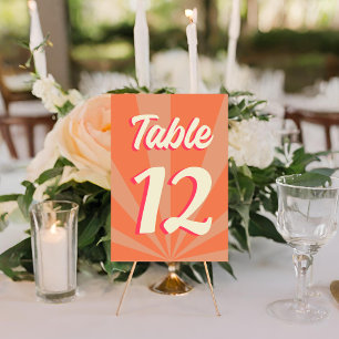 Retro Groovy Bold Typography Colorful 70's Wedding Table Number