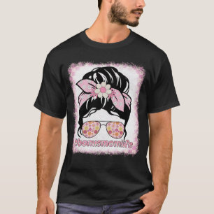Retro Groovy Bonus Mom Messy Hair Bun Bleaches Hip T-Shirt