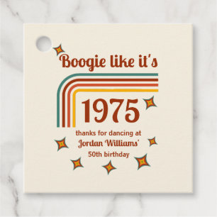 Retro Groovy Boogie Simple Dance 50th Birthday Favor Tags
