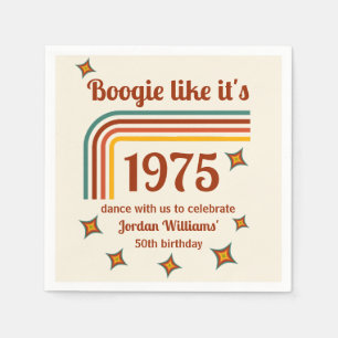 Retro Groovy Boogie Simple Dance 50th Birthday Napkins