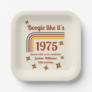 Retro Groovy Boogie Simple Dance 50th Birthday Paper Plates