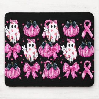 Retro Groovy Breast Cancer Ghost Coquette Hallowee Mouse Pad