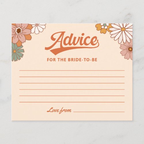 Retro Groovy Bridal Shower Adivce Card