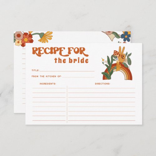  Retro Groovy Bridal Shower Recipe Card