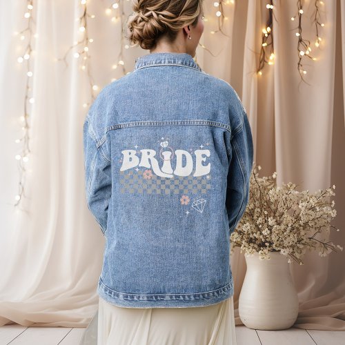 Retro Groovy Bride I Diamond Ring I Trendy Wedding Denim Jacket