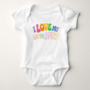 Retro groovy bubble-letter I Love my LesbiAunt Baby Bodysuit