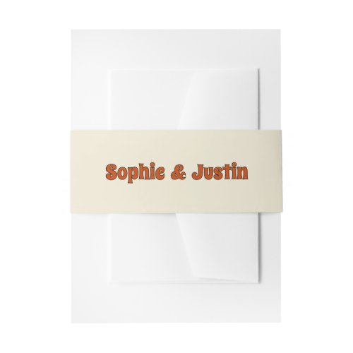 Retro Groovy Burnt Orange Wedding Invitation Belly Band