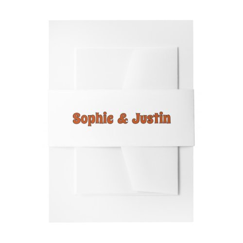 Retro Groovy Burnt Orange Wedding Invitation Belly Band