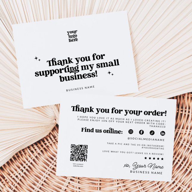Retro Groovy Business Thank You QR Code Card (Retro Business Thank You Card with QR Code)
