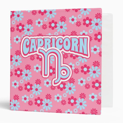 Retro Groovy Capricorn zodiac sign girl astrology 3 Ring Binder