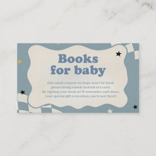 Retro Groovy Checkerboard Blue Baby Books for baby Enclosure Card