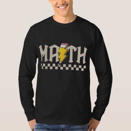 Retro Groovy Checkered Math Teacher High School Ma T_Shirt