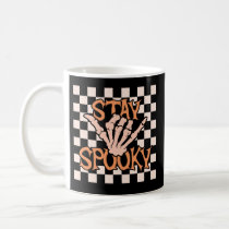 Retro Groovy Checkered Stay Spooky Halloween Coffee Mug