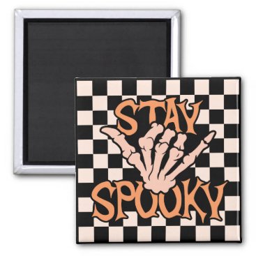 Retro Groovy Checkered Stay Spooky Halloween Magnet