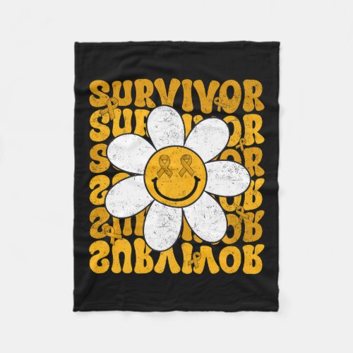 Retro Groovy Childhood Cancer Awareness Month Surv Fleece Blanket