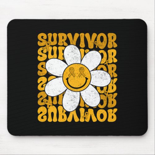 Retro Groovy Childhood Cancer Awareness Month Surv Mouse Pad