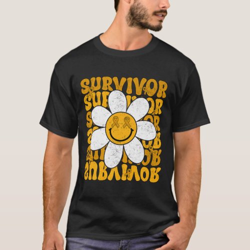 Retro Groovy Childhood Cancer Awareness Month Surv T_Shirt