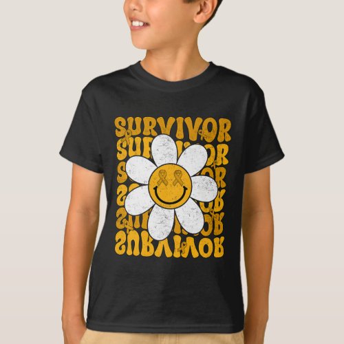 Retro Groovy Childhood Cancer Awareness Month Surv T_Shirt