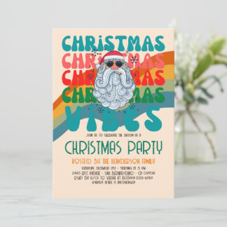 Retro Groovy Christmas Budget Holiday Party Invitation