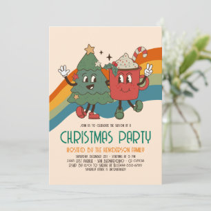 Retro Groovy Christmas Budget Holiday Party Invitation