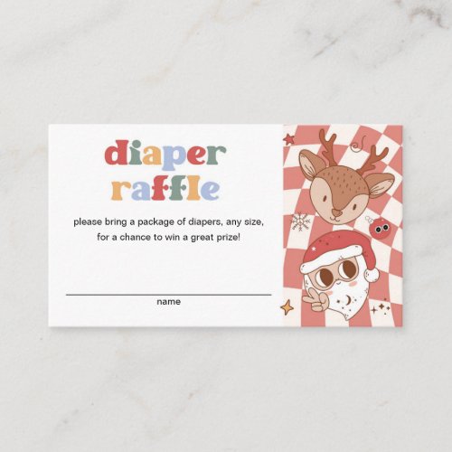 Retro Groovy Christmas Diaper Raffle Enclosure Card