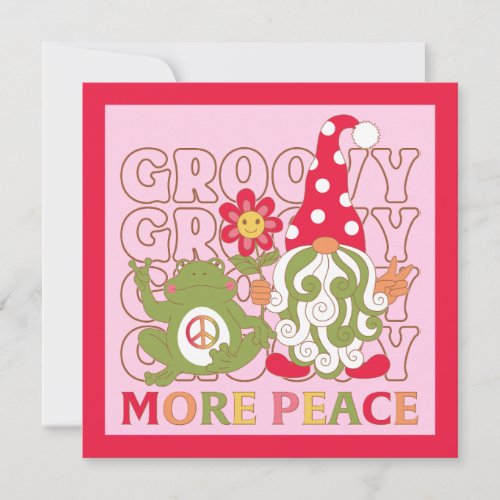 Retro Groovy Christmas Gnome Mor Peace Card