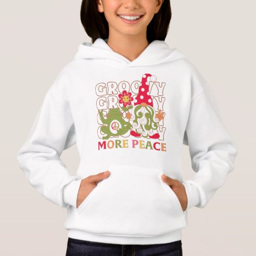 Retro Groovy Christmas Gnome Mor Peace Hoodie