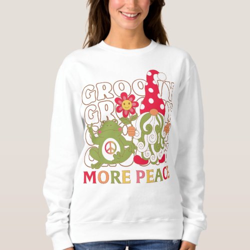 Retro Groovy Christmas Gnome Mor Peace Sweatshirt